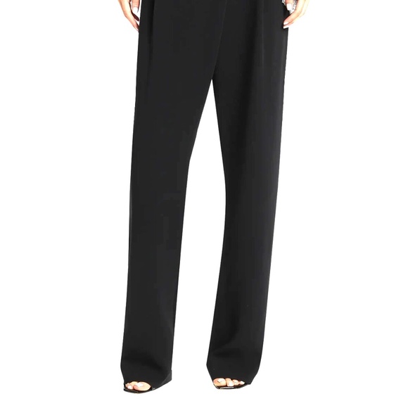 Unworn Cinq A Sept Juliet Wrap Front Straight Leg Trousers in Black - Picture 2 of 11